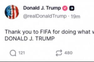特朗普：感謝FIFA做了正確的事，糾正了這一重大不公